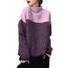 Women Sweater Half High Collar Long Sleeve Color-Blocked Loose Fit Knitting Top Autumn Winter Thick Warm Pullover Tops