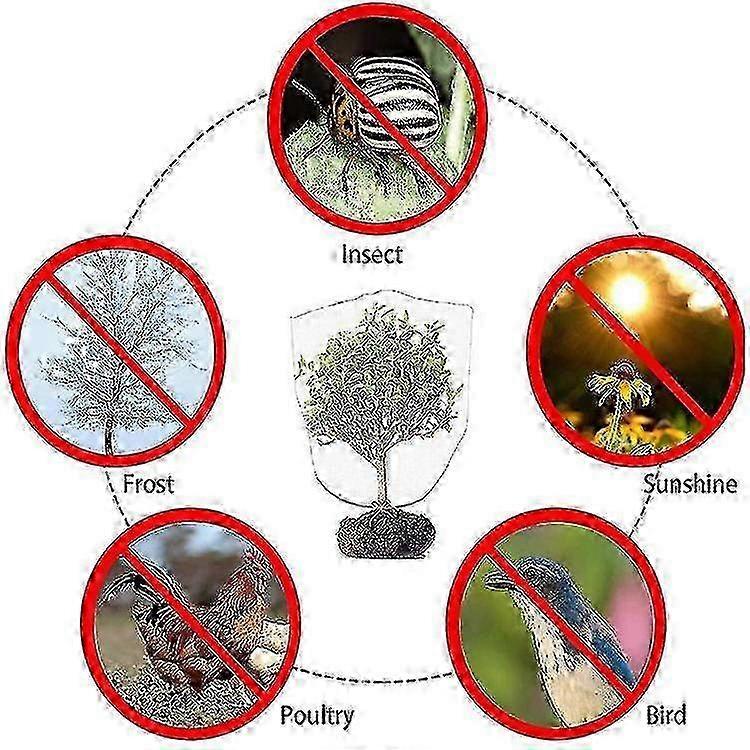 2025 2 Packs Insect Bird Barrier Netting Mesh With Drawstring Garden Bug Netting Plant Cover For Protect Plant Fruits Flower
