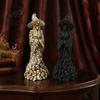Realistic Bone Texture Sculpture Skeleton Witch Resin Figurine, Halloween Gothic Skull Statue, Spooky Illuminated Statue Fantasy Ornament for
