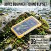 39PCS Assorted Fly Fishing Flies Set with Fly Box Dry Wet Nymph Streamer Trout Bass Lure Bait Kit Fly Fishing Tackle