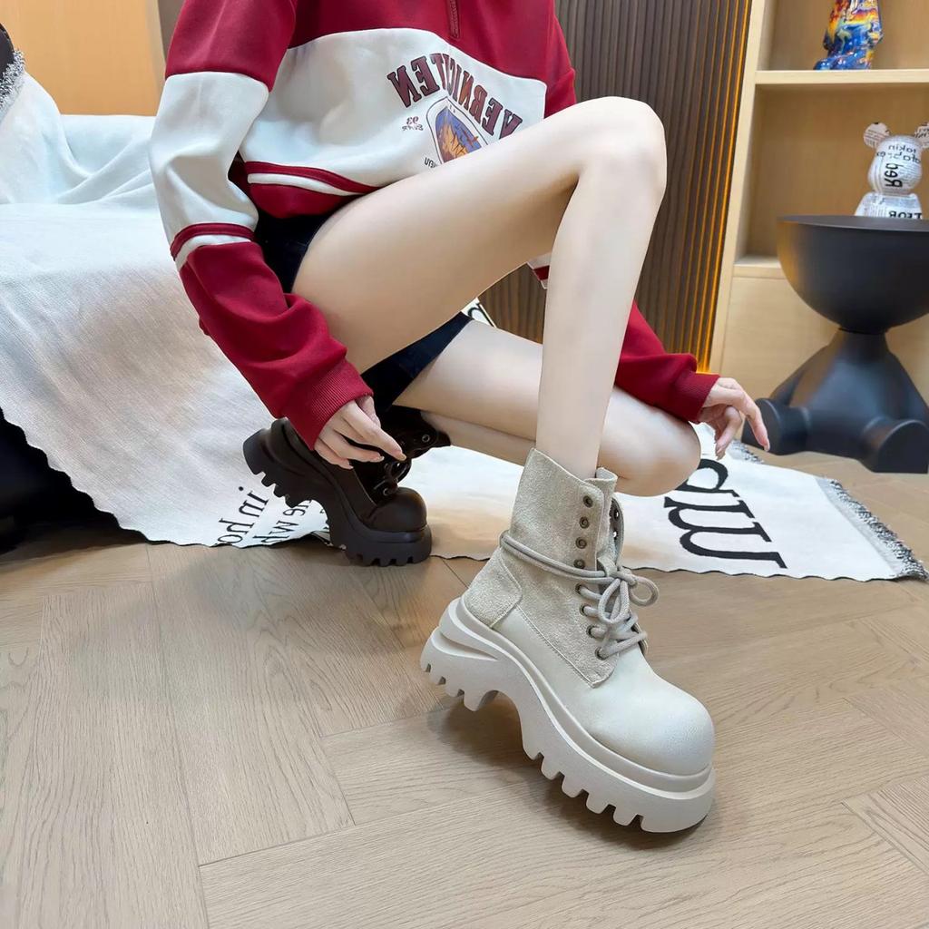 Британский стиль маленькие мужские ботинки Мартина на толстой подошве с увеличением роста женские новые осенние тонкие ботинки на толстой подошве