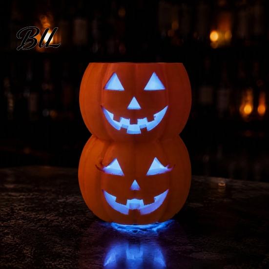 Festive Drinkware Accessories Halloween Ghost Pumpkin Drink Holder for 12oz Cans, Double Stacked Beverage Can Cooler Party, 3D Printed Heat Insulation