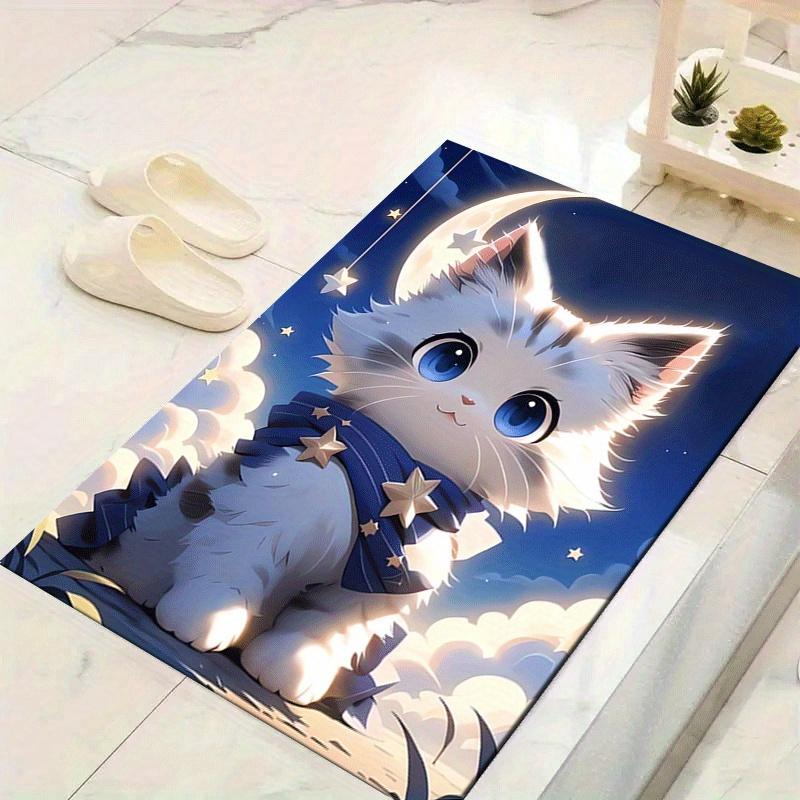 1pc Cute white cat Print, Design Indoor Area Rug, Soft, Anti-Slip, and Durable Gaming Room Decor for Bedroom, Living Room, and Exercise Rugs