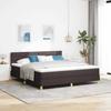 LED Boxspring Bed with Headboard Dark Brown 180 x 200 cm Fabric