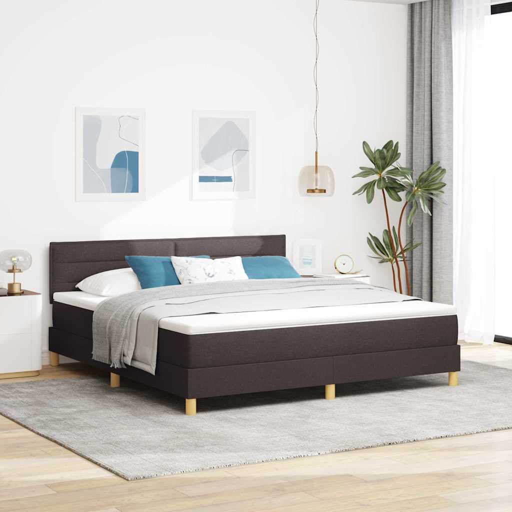 Box Spring Bed with Pillows Dark Brown 180 x 200 cm Fabric