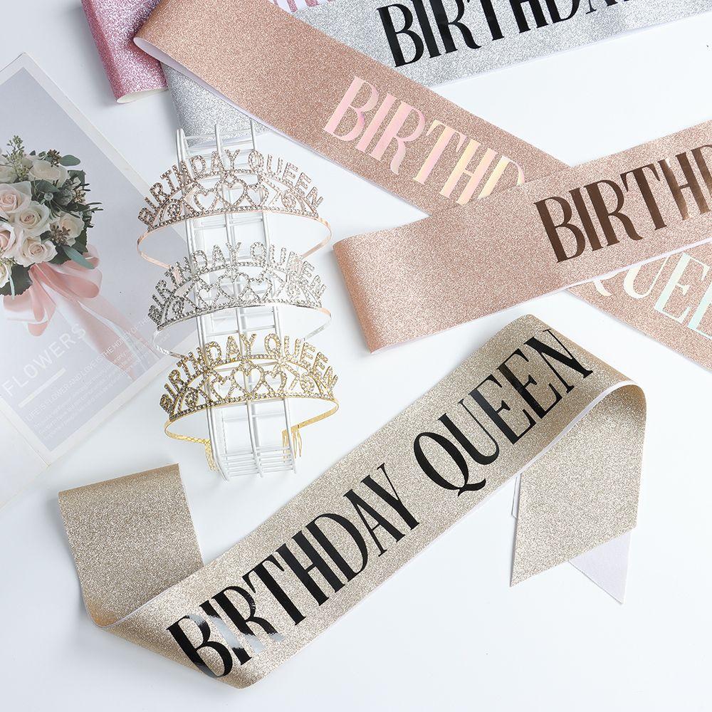 Модный атласный пояс принцессы корона головной убор на день рождения королева повязка на голову тиара обруч для волос