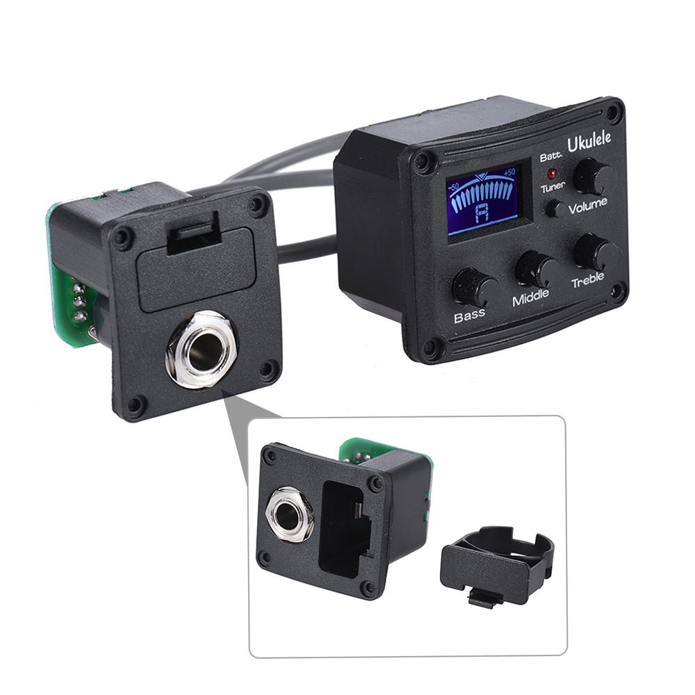 Ukulele Ukelele Uke Piezo Pickup Preamp 3-Band EQ Equalizer Tuner System with LCD Display