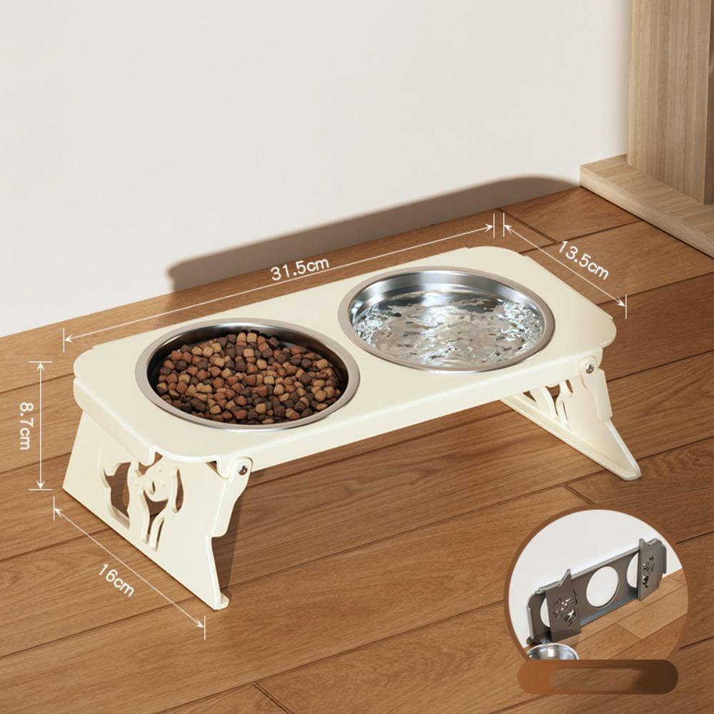 Foldable Raised Pet Feeder Removable Dog Double Bowl Cat Basin Elevated Cat Bowl  Dog Feeding