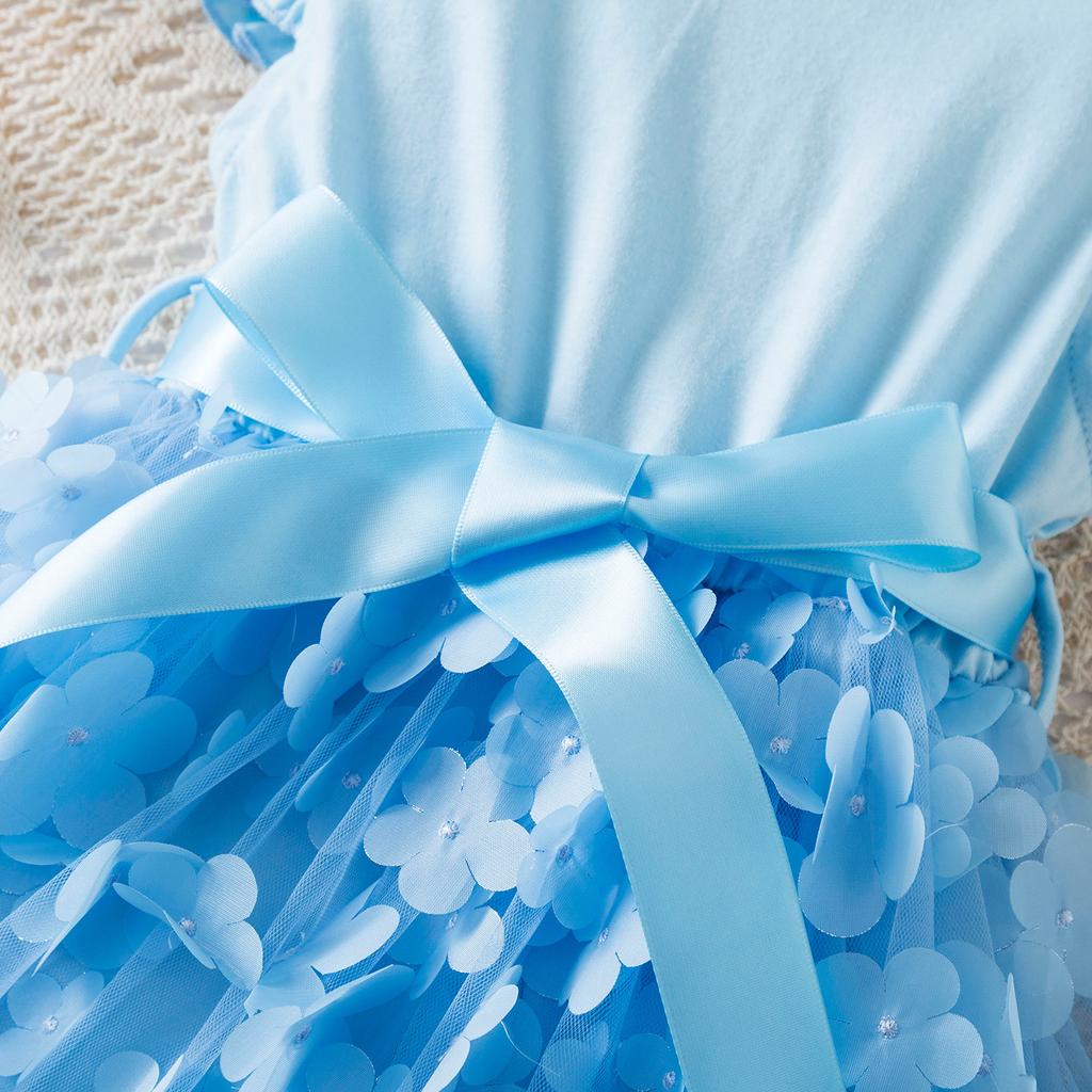 Новое сетчатое платье с бантом на подтяжках для девочек, летнее милое детское платье с бабочками для детей 1 2 3 4 5 лет