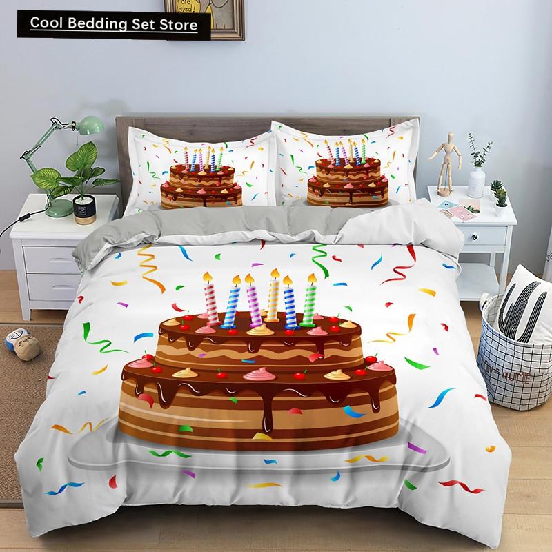 Coffee Cake King Queen Duvet Cover Lovely Afternoon Tea Drawing Bedding Set For Adult Western Drink 2/3Pcs Polyester Quilt Cover