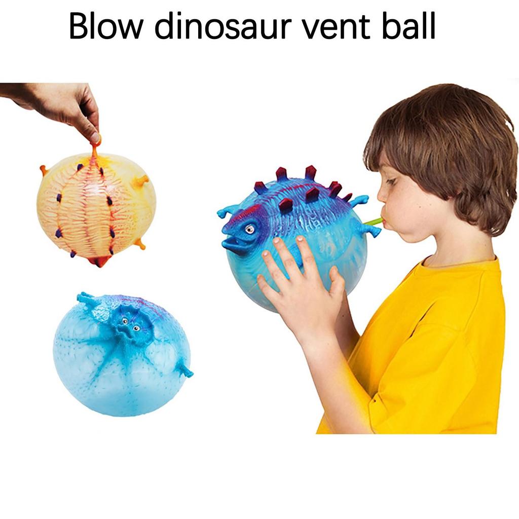 12 шт., мяч с динозаврами, детские забавные дующие надувные животные, динозавр, стресс