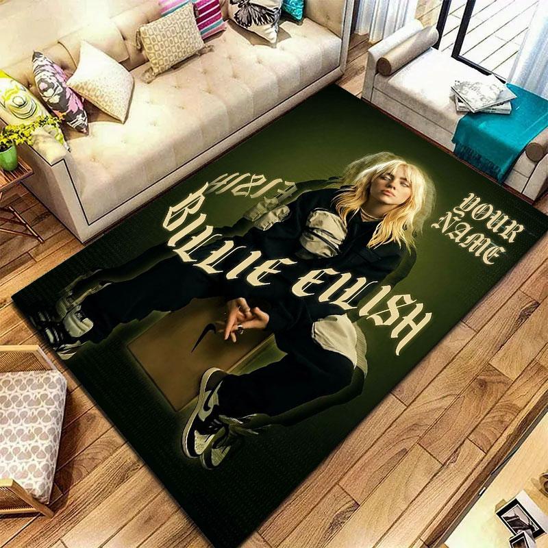 Billie Eilish Custom Name Carpet Rug for Living Room Bedroom Home Sofa Decoration,Kids play Non-slip Floor Mat