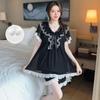 Short-sleeved Pajamas Women's Summer Suit Short-sleeved French Mesh Palace Style Lace Home Clothes