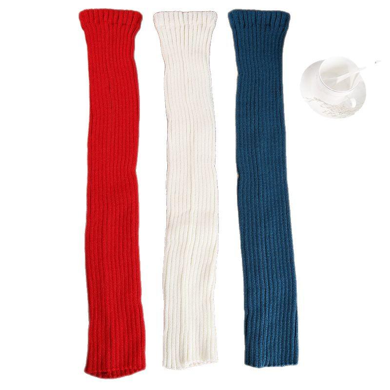 Очень длинные толстые вязаные красные шерстяные гетры 70 см для Нового года и Рождества