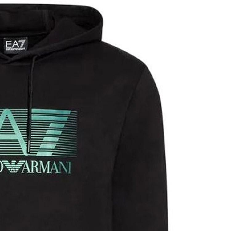Emporio Armani Ss22 Серия Ea7 Худи с принтом логотипа-буквы с длинным рукавом Мужская толстовка Черный 6LPM62-PJ05Z-1200