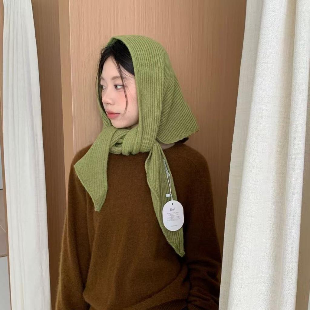 Early Autumn Atmosphere Knitted Large Version Triangle Scarf Dual Purpose Shawl Scarf All In One Versatile Neck Protection Hat for Women