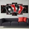 Black and Red Playing Cards 4A 5 Panel Canvas Picture Print Wall Art Canvas Painting Wall Decor for Living Room Poster No Framed
