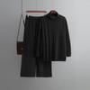 QICED Autumn and Winter Large-sized High-neck Set, Fashionable, Gentle and Laid-back Style Sweater Two-piece Set, Solid Color Knitted