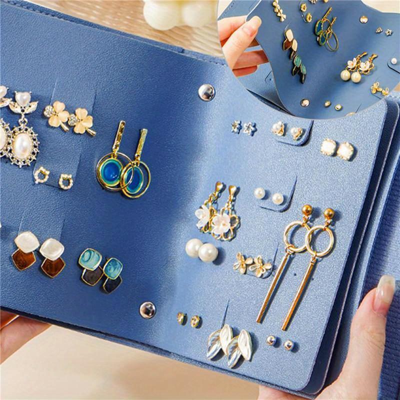 1 шт. сумка для хранения сережек-гвоздиков из искусственной кожи, многослойная, органайзер для хранения ювелирных изделий, сумка-книжка для хранения сережек и колец