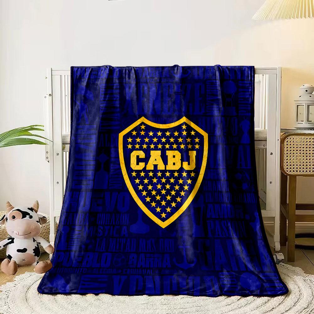 A yellow-bordered shield with stars and "CABJ" text on a blue background. for all seasons blanket lunch break throw gift