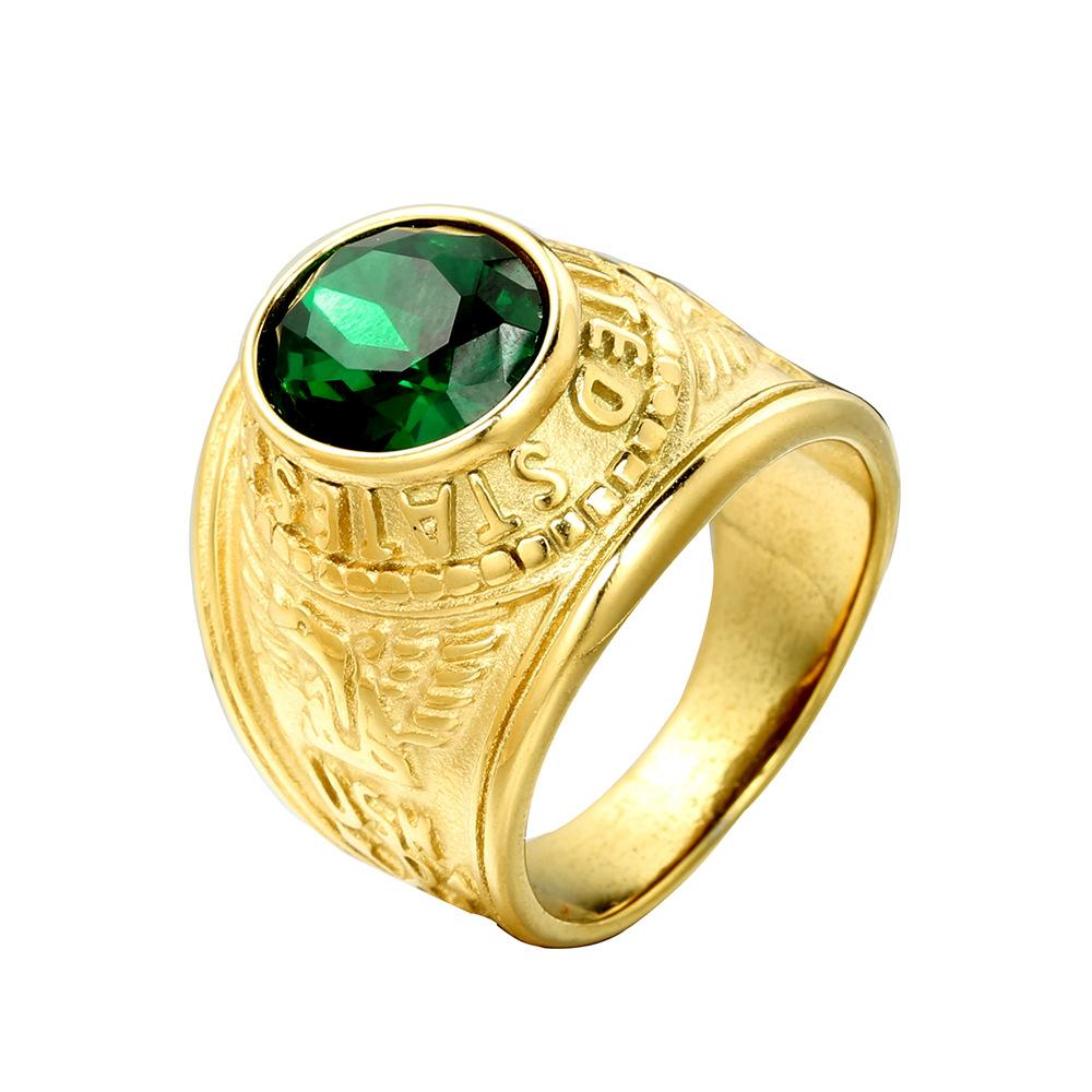 Военное кольцо из титановой стали для мужчин, модная инкрустация драгоценными камнями, стильные унисекс украшения, подарок