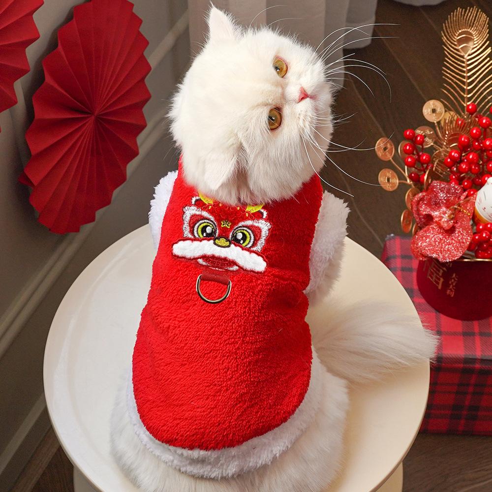 Домашняя собака собачья одежда приветствуем год дракона тедди чем медведь померанский шпиц маленькая собака домашнее животное зимние модели