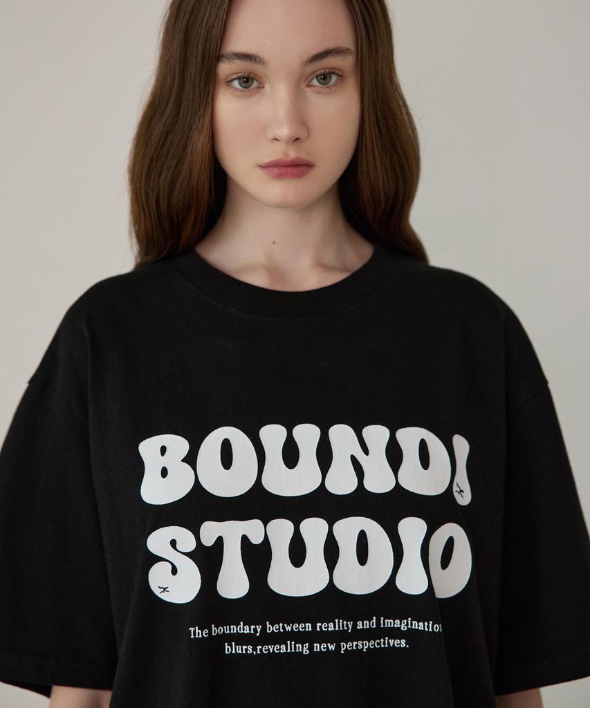 BOUNDARY Мягкая хлопковая оверсайз футболка с коротким рукавом Boundary Studio [Черный]