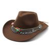 Ethnic Style Western Cowboy Hat Woolen Top Hat Men And Women Children'S Outdoor Travel Hat Winter