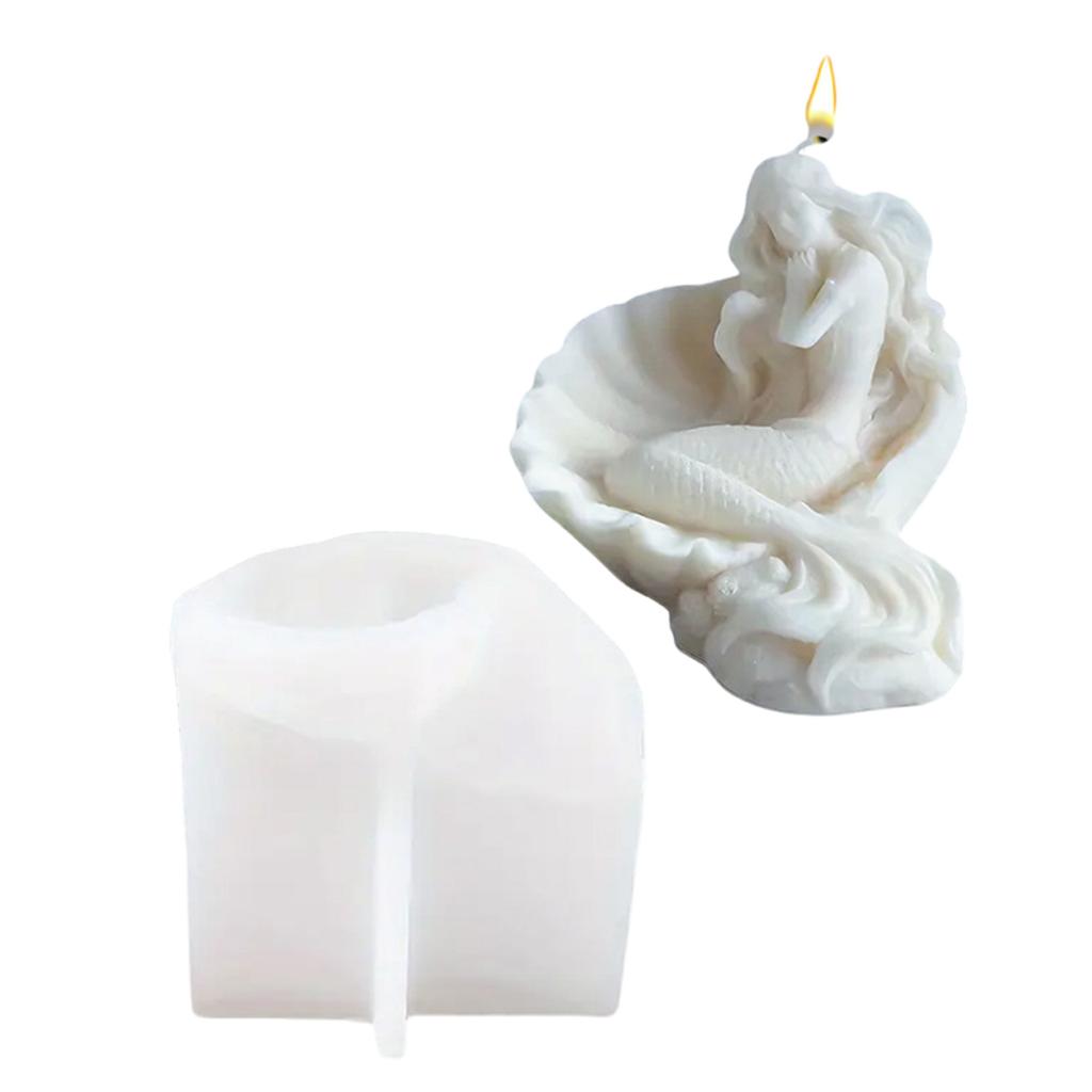 DIY Shell Mermaid Candle Silicone Mold Unique Shell Mermaid Candles Making Mold Easy To Clean Silicone Accessory Mold