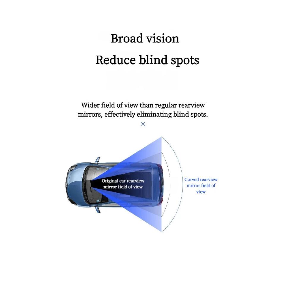 Universal Anti-Glare Wide-Angle Convex Rearview Mirror Car Interior Easy Clip-On 285mm HD Panoramic Anti-Fog Safety Accessory