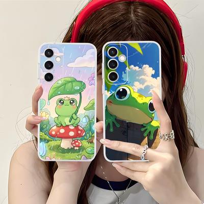 Милый Чехол-Лягушка для Телефона Samsung Galaxy S25 S24 S23 S22 S21Plus FE Ultra Мягкий ТПУ Прозрачный Ударопрочный Чехол