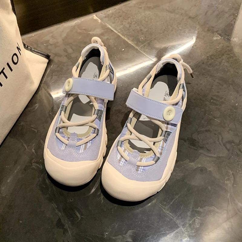 2024 2024 Новые толстые низы с круглой головкой Ugly Girl Летний дизайн Sense Sports Leisure Mary Jane Single Shoes кроссовки женские