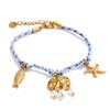 Yhpup Fashion Handmade Jewelry Rope Braided Starfish Shell Fish Drop Bracelet Bangle Oceanic Style Summer Daily Wear Jewelry