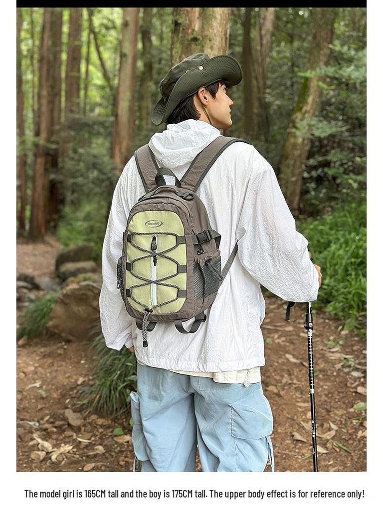 Color Block Hiking Backpack - Large Capacity, Versatile, Casual Shoulder Bag with Lanyard