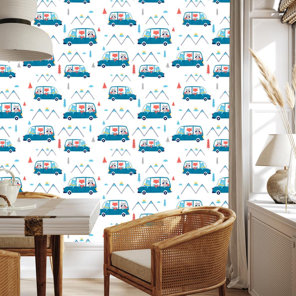 Cars and animals wallpaper for living room and bedroom 50x1000