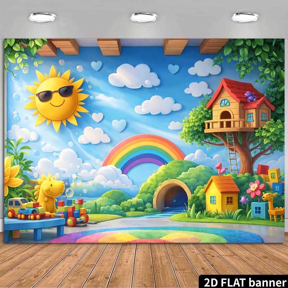 1pc cloud wooden house backdrop banner suitable for theme parties garden decorations party backdrops