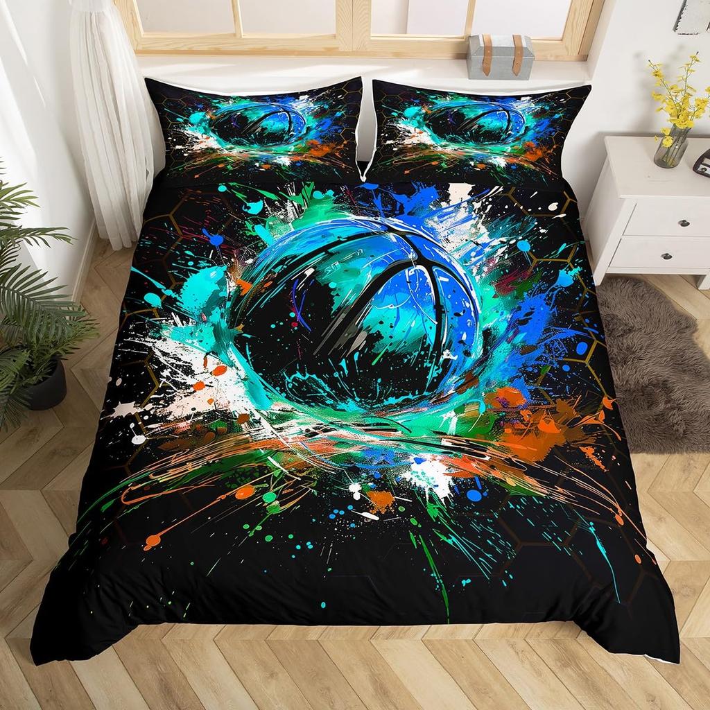 Пододеяльник для хоккейного стадиона, Постельный комплект для хоккея с шайбой, Чехол для одеяла с граффити хоккеиста, Зимнее мероприятие по командным видам спорта, Чехол для одеяла