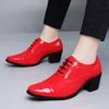 Men's high heels spring and autumn new men's thick heels leather shoes catwalk nightclub