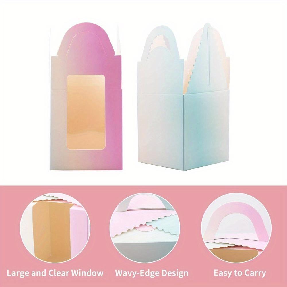 30pcs Gradients Individual Cupcake Boxes Single Cupcake Containers Cupcake Carriers with Handle Clear Window Gift Packing Box Perfect for Mother's Day