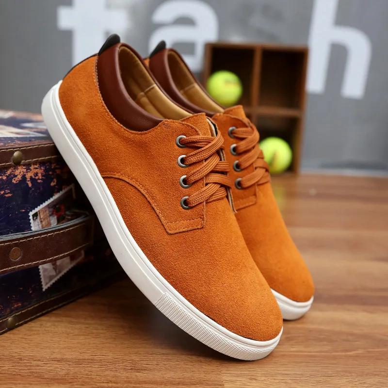 Men's Canvas Shoe Casual Suede Oversized Board Shoes Spring and Autumn Fashionable Solid Color Lace-up Sports Shoes Men's Shoes
