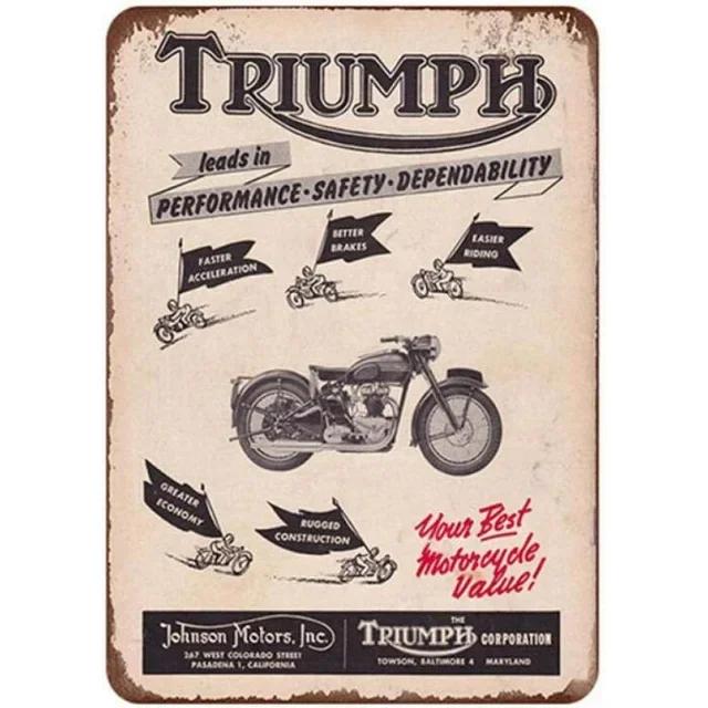 Винтажная металлическая жестяная табличка Мотоцикл Triumph Norton Ретро Железный настенный постер для бара, кафе, гаража, домашнего декора Металлическая табличка