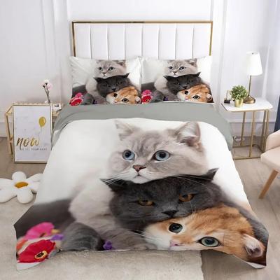 Кошка Милый Животное Котенок Комплект Постельного Белья 3D Принт Подходит для Спальни Комплект Пододеяльника С Наволочками Детский Домашний Текстиль