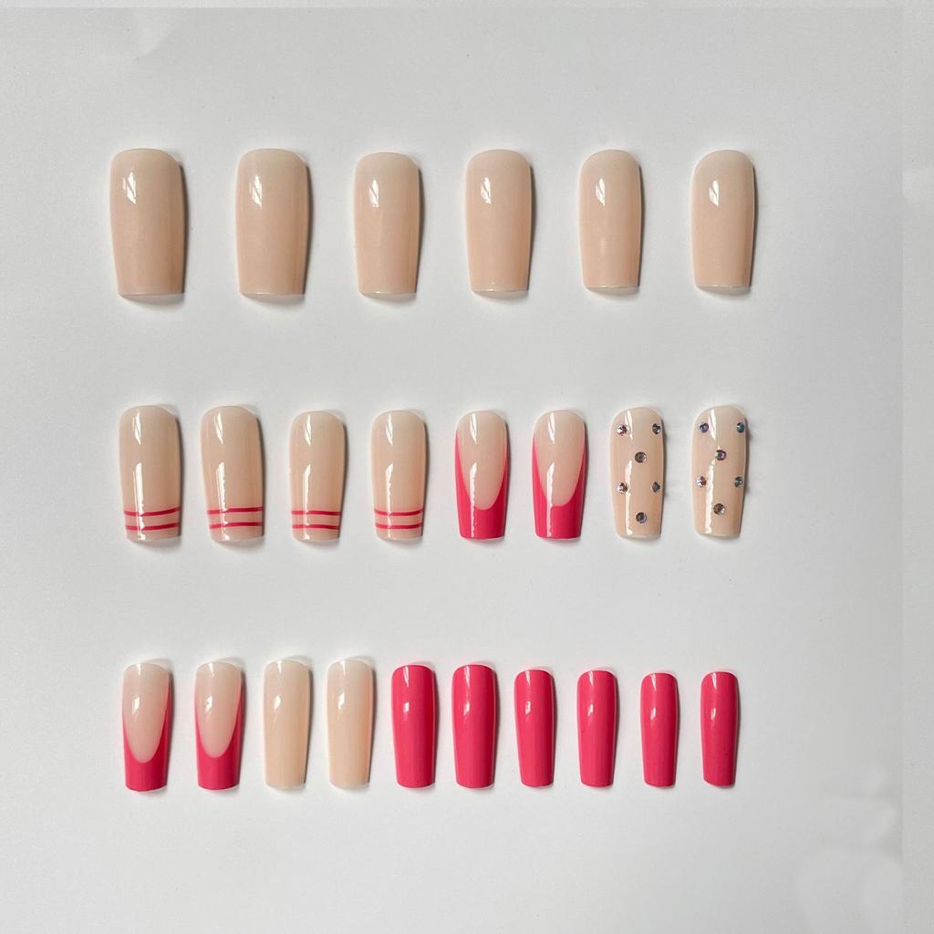 Nail Patch For Wearing Nail Short European Square Wearable Nail Patch Pink Barbie French Broken Diamond Nail Patch