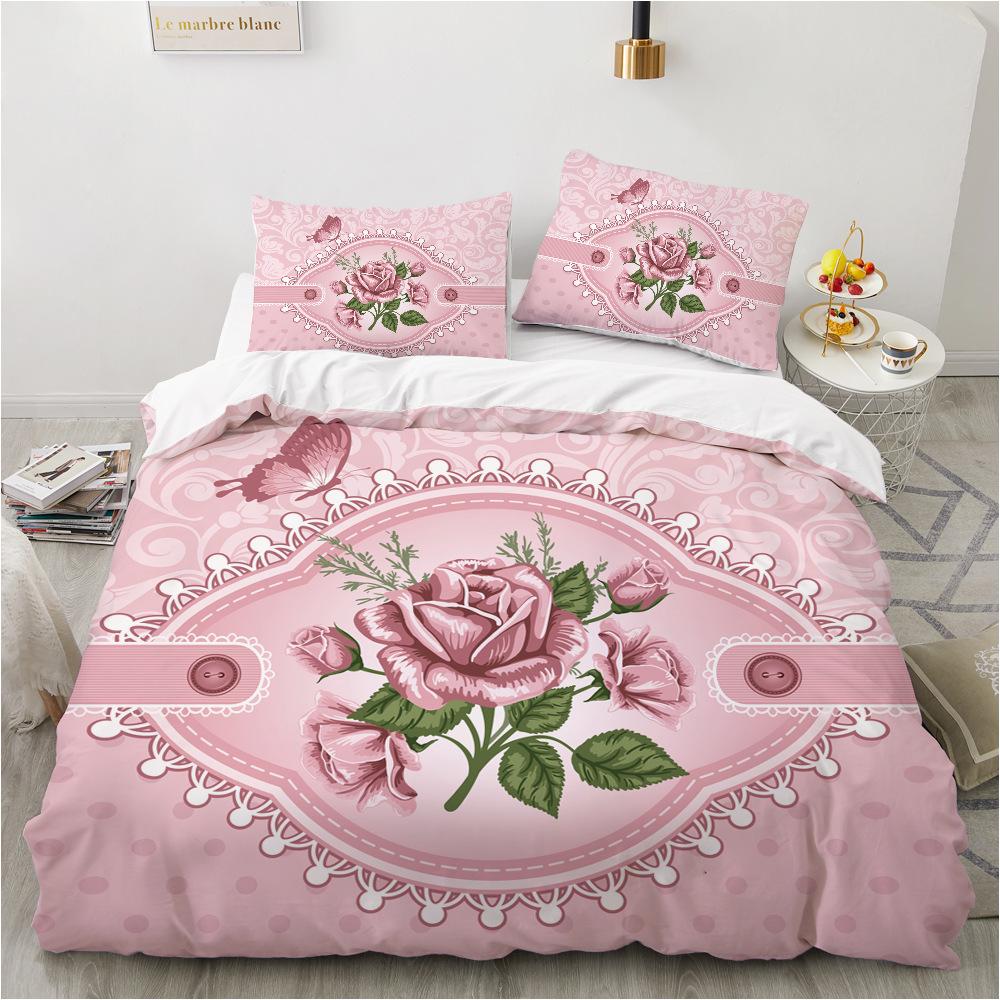Комплект постельного белья с 3D-цветком для женщин и девочек, пуховый пододеяльник, наволочка 2/3 шт., кровать размера «king-size», роскошный домашний текстиль, комплект пододеяльников в подарок