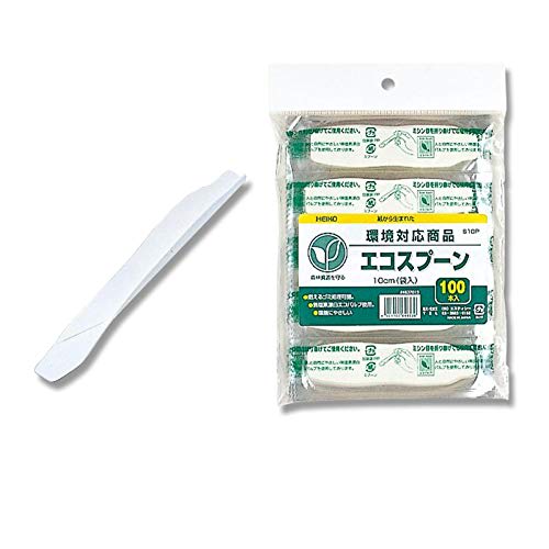 Shimojima HEIKO Eco Spoon, 10cm, S10P, Individually Wrapped, 100 Spoons, 004637013