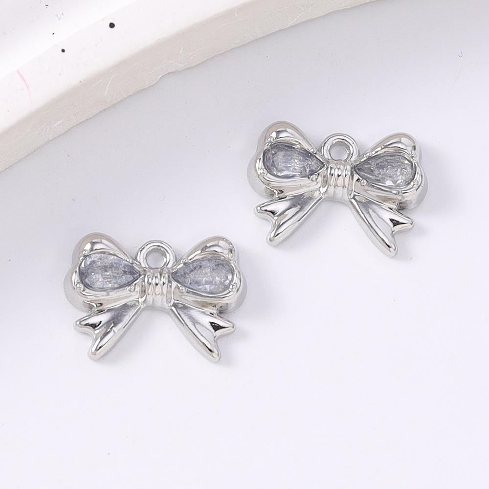 5pcs Cute Crystal CZ Bowknot Charms Pendants for Jewelry Making Necklace Earrings Bracelet DIY Handmade Accessories Supplies