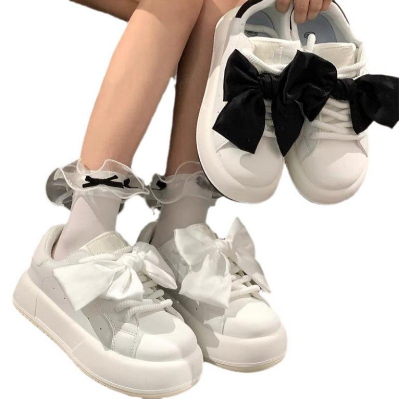 Туфли белые с бантом, летние, студенческие, универсальные, оригинальные женские туфли, повседневные кеды, модные повседневные