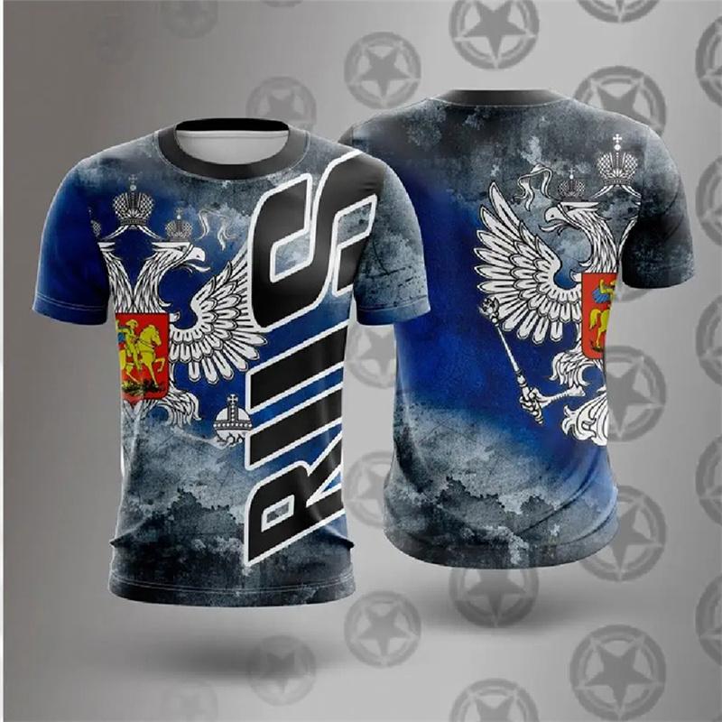 Classic Russian Emblem 3D Print T-shirt For Men Clothes Fashion Street Short Sleeve T Shirts Summer Casual Loose Russian Tee Top