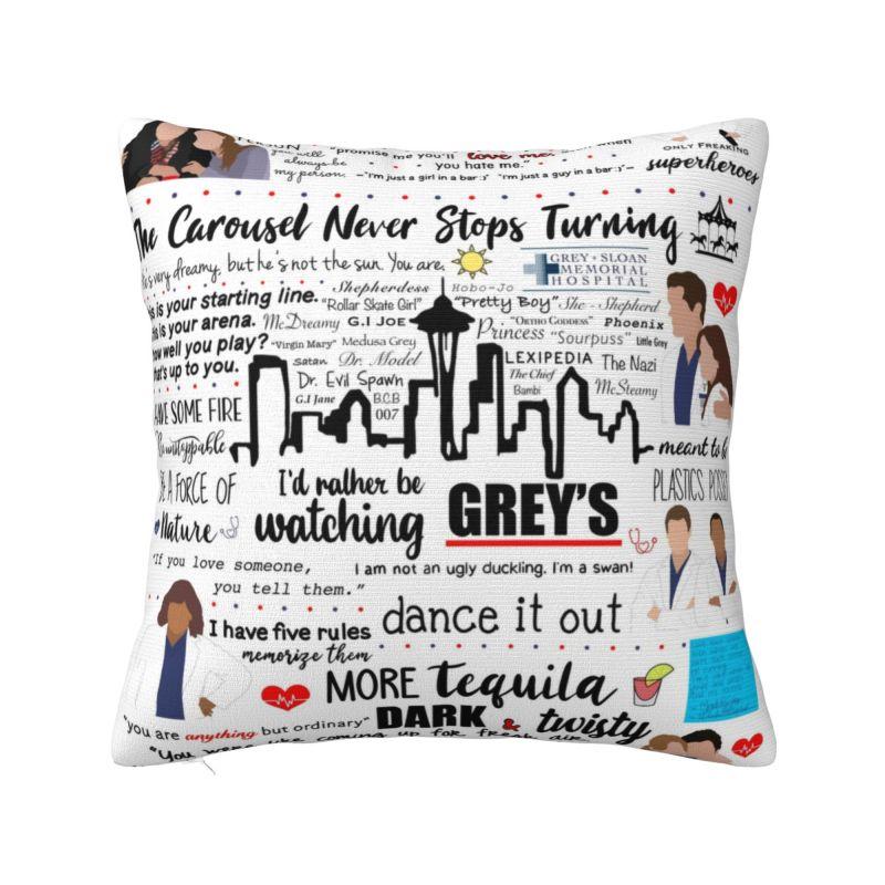 Custom Greys Anatomy Cartoon Collage Nordic Pillow Cover Decoration Car Cushion