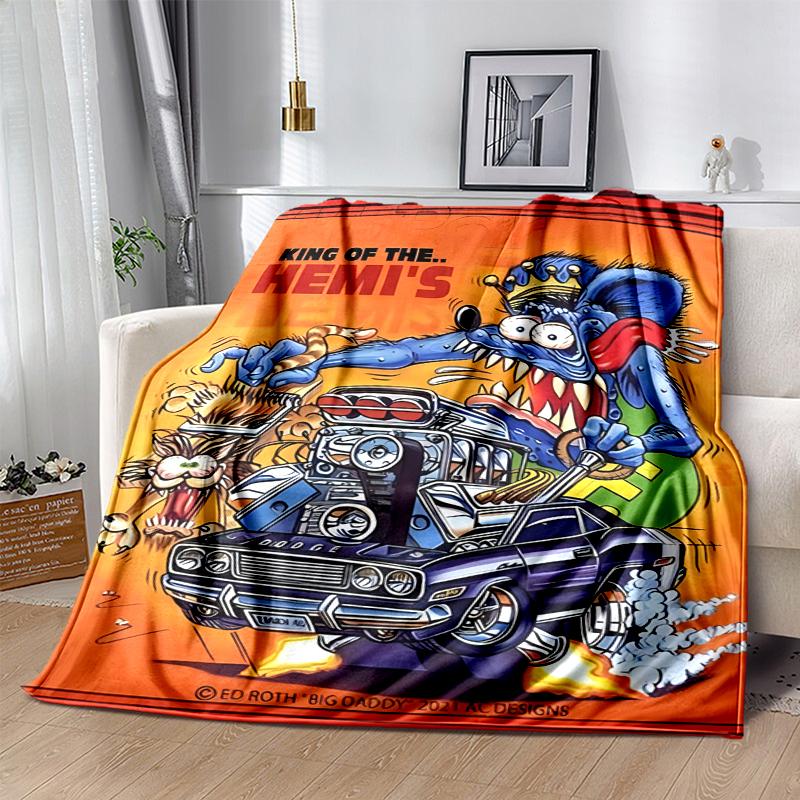 Rat Fink Power Flannel Blanket Soft All-Season Throw, Design for Camping, Car Travel, Hiking Sofa, Bed, Office Perfect Gift for Parties
